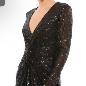 Mac Duggal Black Sequin Long Sleeve Dress